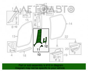 Capacul stâlpului central dreapta jos Toyota Sequoia 08-16 negru.