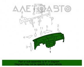 Torpedo fără airbag pentru panoul frontal Toyota Sequoia 08-16, negru.