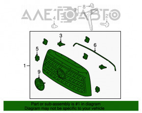 Grila radiatorului Toyota Sequoia 08-16 cu emblema noua OEM originală