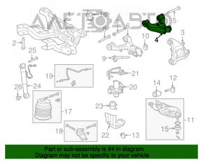 Maneta superioară spate stânga Toyota Sequoia 08-16 are silentblocurile crăpate.