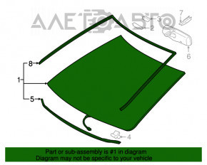 Geamul frontal Toyota Camry v50 12-14 SUA aer pe margine, nisip, lovituri