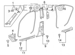 Capacul pragului din spate stânga pentru Lexus LS460 LS600h 07-12, negru