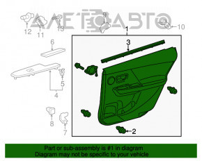 Capacul usii cardul din spate dreapta Toyota Prius V 12-17, material textil gri.