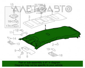 Обшивка потолка Toyota Prius V 12-17 серая, без люка, примят, под чистку