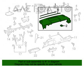 Panoul frontal al torpedo-ului fără AIRBAG pentru Toyota Prius V 12-17, gri închis, zgâriat.