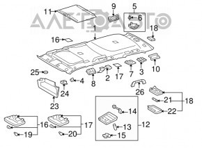 Acoperirea tavanului pentru Toyota Sequoia 08-16 cu trapa, gri, pentru curățare, dezlipită.