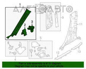 Capacul amortizorului din față dreapta Mazda 6 13-17, gri, pentru curățare chimică.