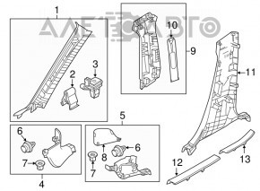 Capacul amortizorului din față dreapta superioară Mazda 6 13-17, material textil gri, potrivit pentru curățare chimică.