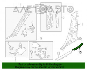 Накладка порога задняя левая Mazda 6 13-21 тип 1 черная, потёрта