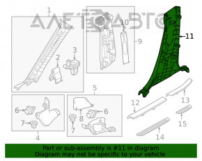 Capacul stâlpului central stânga jos Mazda 6 13-21 tip 1 negru, plastic îmbătrânit, prindere ruptă.