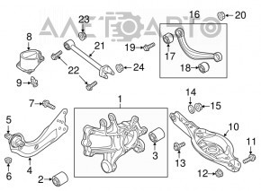 Capac spate stânga Mazda 6 13-17 lungime cu amortizor.