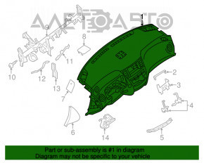 Торпедо передняя панель без AIRBAG Infiniti JX35 QX60 13-15 дорест черн, под динамик