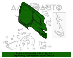 Aripa din spate dreapta a Infiniti JX35 QX60 13-15, argintie.