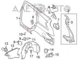 Aripa din spate dreapta a Infiniti JX35 QX60 13-15, argintie.