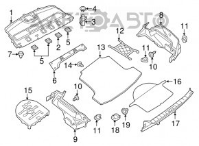 Пол багажника Nissan Altima 13-18 черн