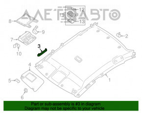 Manerul plafonului din spate stânga Nissan Altima 13-18 gri.