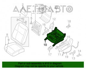 Scaunul șoferului Nissan Altima 13-18 fără airbag, velur negru.