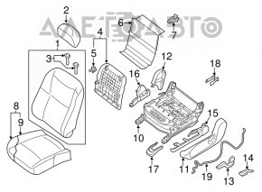 Scaun șofer Nissan Altima 13-18 fără airbag, electric, velur negru.