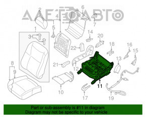 Пассажирское сидение Nissan Altima 13-18 без airbag, механич, велюр беж