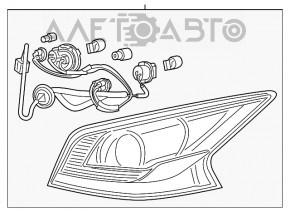 Фонарь левый Nissan Altima 13-15 дорест, галоген, разбито стекло и корпус