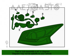 Lampa stânga Nissan Altima 13-15, halogen, ușor uzată