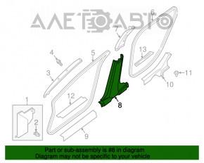 Capacul stâlpului frontal stânga inferior Nissan Altima 13-18 negru, zgârieturi