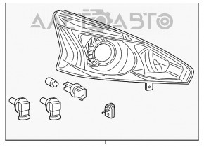 Far dreapta față Nissan Altima 13-15 pre-restilizare, halogen, pentru polizare.