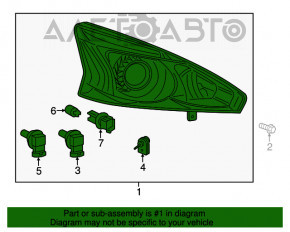 Far dreapta față Nissan Altima 13-15 pre-restilizare, halogen, pentru polizare.