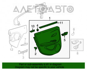 Capacul ușii, cartela din spate stânga Chevrolet Volt 11-15 individual bordo