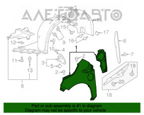 Крыло переднее правое Chevrolet Volt 11-15 мелкие тычки