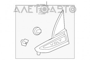 Moldura emblemei aripii drepte Chevrolet Volt 11-15 este ruptă, ghidajul este deteriorat.