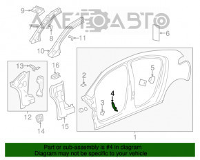 Aripa spate stânga Chevrolet Volt 11-15 albastră pe caroserie, lovită.