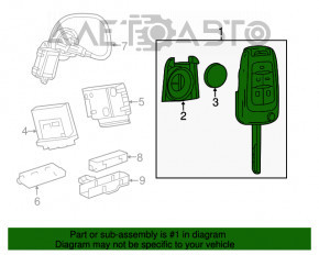 Ключ Chevrolet Volt 11-15 на 5 кнопок, царапины, потерт хром