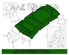 Acoperirea tavanului pentru Infiniti JX35 QX60 13- gri, pentru trapă, pentru curățare chimică.