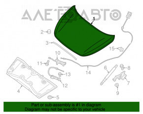 Capota asamblată Infiniti JX35 QX60 13- aluminiu, negru KH3