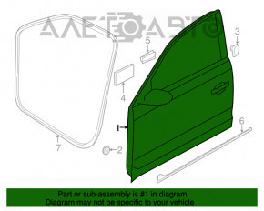 Дверь голая передняя левая VW Passat b7 12-15 USA