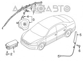 Airbagul de pasager din bordul VW Passat B8 16-19 USA.