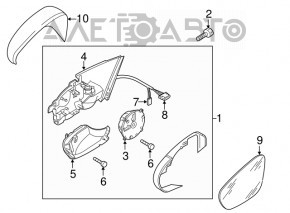 Oglinda laterala stanga VW Passat b8 16-19 USA 10+2 pini, semnalizare, BSM, incalzita, alb