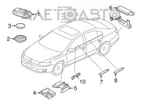 Ключ VW Passat b8 16-19 USA 4 кнопки, раскладной, потёртости