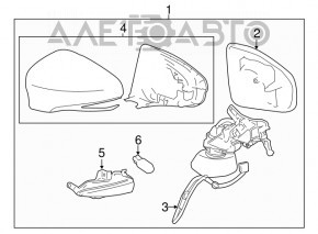 Зеркало боковое левое Lexus CT200h 11-17 с поворотом, графит, 7 пинов