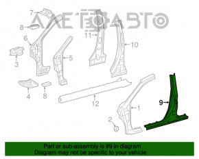 Bara caroseriei centrală stângă pentru Lexus CT200h 11-17 a fost tăiată.