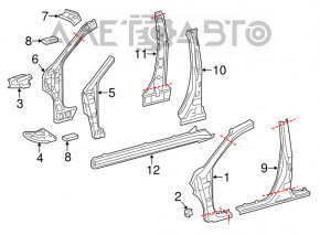 Bara caroserie centrală stânga Lexus CT200h 11-17, tăiată