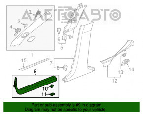 Capacul pragului interior din față dreapta Cadillac ATS 13- negru.