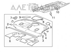 Capacul superior al portbagajului pentru subwoofer Cadillac ATS 13 - negru, rupt