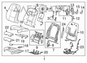 Водительское сидение Cadillac ATS 13- с airbag, электро, кожа сер