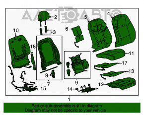 Scaun de pasager Cadillac ATS 13- cu airbag, electric, piele neagră.