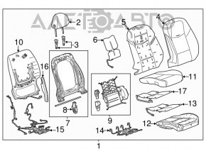 Scaun de pasager Cadillac ATS 13- cu airbag, electric, piele neagră.