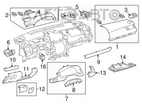 Capacul genunchiului șoferului Toyota Camry v55 15-17 SUA negru, zgârieturi, lipsă buzunar