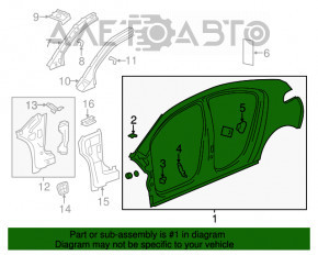 Aripa spate dreapta Chevrolet Volt 11-15 albastru, mufă