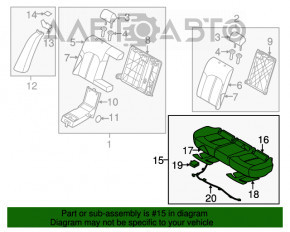 Rândul din spate al scaunelor, al doilea rând Hyundai Sonata 15-17, material textil gri, necesită curățare chimică.